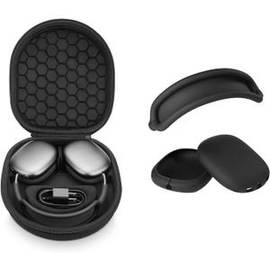 Yinke Smart Case for AirPods Max Headphones Supports Sleep Mode, with AirPods Max Silicone Earpad Cover and Headband Cover Anti-Scratch Accessories, Hard Organizer Portable Carry Travel