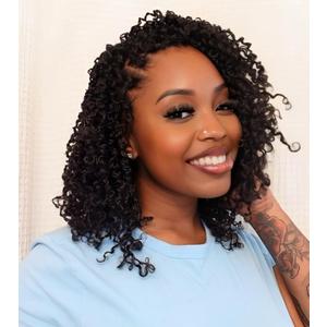 Aksice Pre-looped Yanky Twist Crochet Hair 10 Inch 8 Packs Bohemian Passion Twist Spring Mini Twist Crochet Hair for Black Women Boho Crochet Braids Synthetic (1B#)