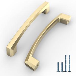 10 Pack 4 Inch(102mm) Kitchen Cabinet Handles Brushed Gold Cabinet Pulls Kitchen Cabinet Hardware Drawer Pulls for Dresser Cupboard Wardrobe (4"/102MM Hole Center)