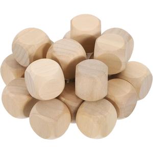 uxcell 20pcs Blank Wooden Dice, 25mm 1 inch Unfinished Wooden Cube Rounded Corners Square Block for DIY Craft Projects