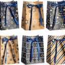 Kolldenn 24 Pcs Hanukkah Goodies Bags Kraft Gift Bags Hanukkah Candy Gift Paper Bags with Ribbons for Hanukkah Party Supplies Jewish Event Supplies Hanukkah Gifts