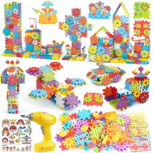 Building Toys, 234 Pieces Upgrade Gear Building Blocks Set Kids Tool Set with Electric Drill, Kids Toys STEM Kits Gifts for Boys Girls Age 3+