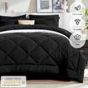 Newspin Full Comforter Set Black - Bed in a Bag Full Size 8 Pieces, All Season Bed Set, Fluffy Comforter Set with Sheets, Sheet Set Quilt Blanket, Pillowcases & Shams & Bed Skirt