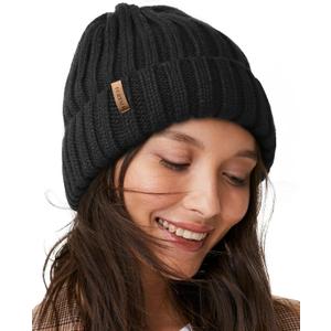 FURTALK Winter Hats for Women Fleece Lined Beanie Knit Chunky Womens Snow Cap (Black, S)