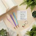3Pcs Good Luck Gifts Fancy Pens for Women with Natural Stones Beads Keychain Inspirational Cards Lucky Present Bulk Encouragement Thank You Gifts for Coworkers Women Friends Anxiety Relief