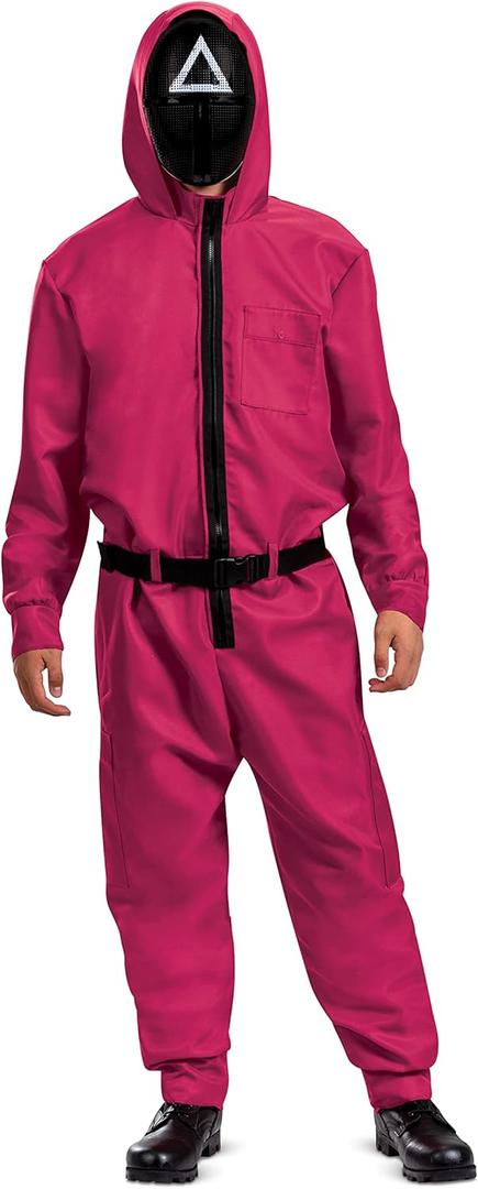 Disguise unisex-adult Squid Game Guard Costume, Official Squid Game Costume Jumpsuit and Triangle Mask (Small)
