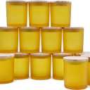 SHOWIN 8 OZ Thick Candle Jars for Making Candles 15 Pcs, Empty Jars with Wood Lids for Candle Making, Sample Container, Frosted Yellow