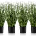 Jexine 4 Pieces 2 ft Tall Artificial Grass Plant Potted Artificial Greenery Floor Plants Fake Pampas Grass Tall in Pot for Housewarming Gift House Garden Bathroom Lobby Indoor Outdoor(Spring)