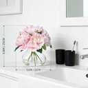 Pink Peony Bouquet in Glass Vase - 6 Piece Artificial Flower Arrangement with Faux Water for Wedding & Home Centerpieces