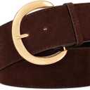 Maikun Wide Belts for Women, Suede Belt Women, Thick Chunky Waistband with Fashion Gold Buckle (M: Waist size 33-38'', Coffee)