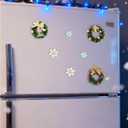 Christmas Snowflake Wreaths Fridge Magnets Set 3D Mini Vintage Xmas Ornaments Refrigerator Magnets Stickers for Home Office Holiday Kitchen Whiteboards Decorations