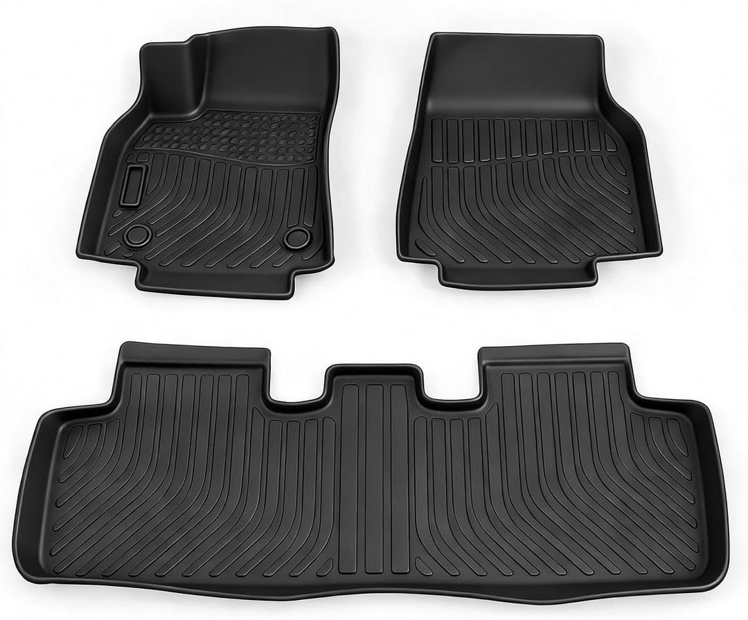 Floor Mats Replacement for Ford F150 SuperCrew/Cab 2015-2025 & F150 Lightning 2022-2025, TPE All Weather Custom Fit, Front & Rear 3PCS | Heavy Duty, Easy Clean - Black