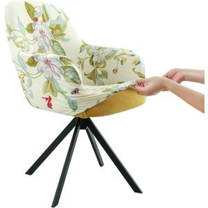 Iauddy Swivel Armchair Accent Dining Chair Cover for Office, Stretch Mid-Back Office Desk Chair Sliopcover Leisure Arm Chair Protector with arms for Living Room Club