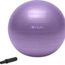 Gaiam Total Body Exercise Balance Stability Yoga Ball, Anti-Burst with Air Pump for Home, Office Chair, and Fitness - Various Sizes (Purple)