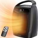 GiveBest Space Heater, 1500W Electric Portable Heaters for Indoor Use, Remote, 4 Mode, Timer, ECO Mode, PTC Ceramic Fast Safety Heat for Bedroom Office Home (Black-Digital)