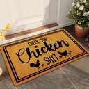 Ytanie Welcome Mats for Front Door Outdoor Entry Check for Chicken Shit Doormat Non Slip Rubber Mat for Home Indoor Farmhouse Funny Kitchen Rugs Patio Full Brown