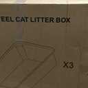 Stainless Steel Litter Box, 3 Pack 27.6"x19.7"x5.9" XXXL Metal High Sided Cat Litter Pan, Extra Large Stainless Steel Box Splash-Proof and Non-Stick Cat Poop Box odorless