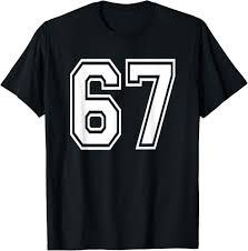 Number 67 Numbered Uniform Sports Jersey Team 67th Birthday T-Shirt Medium