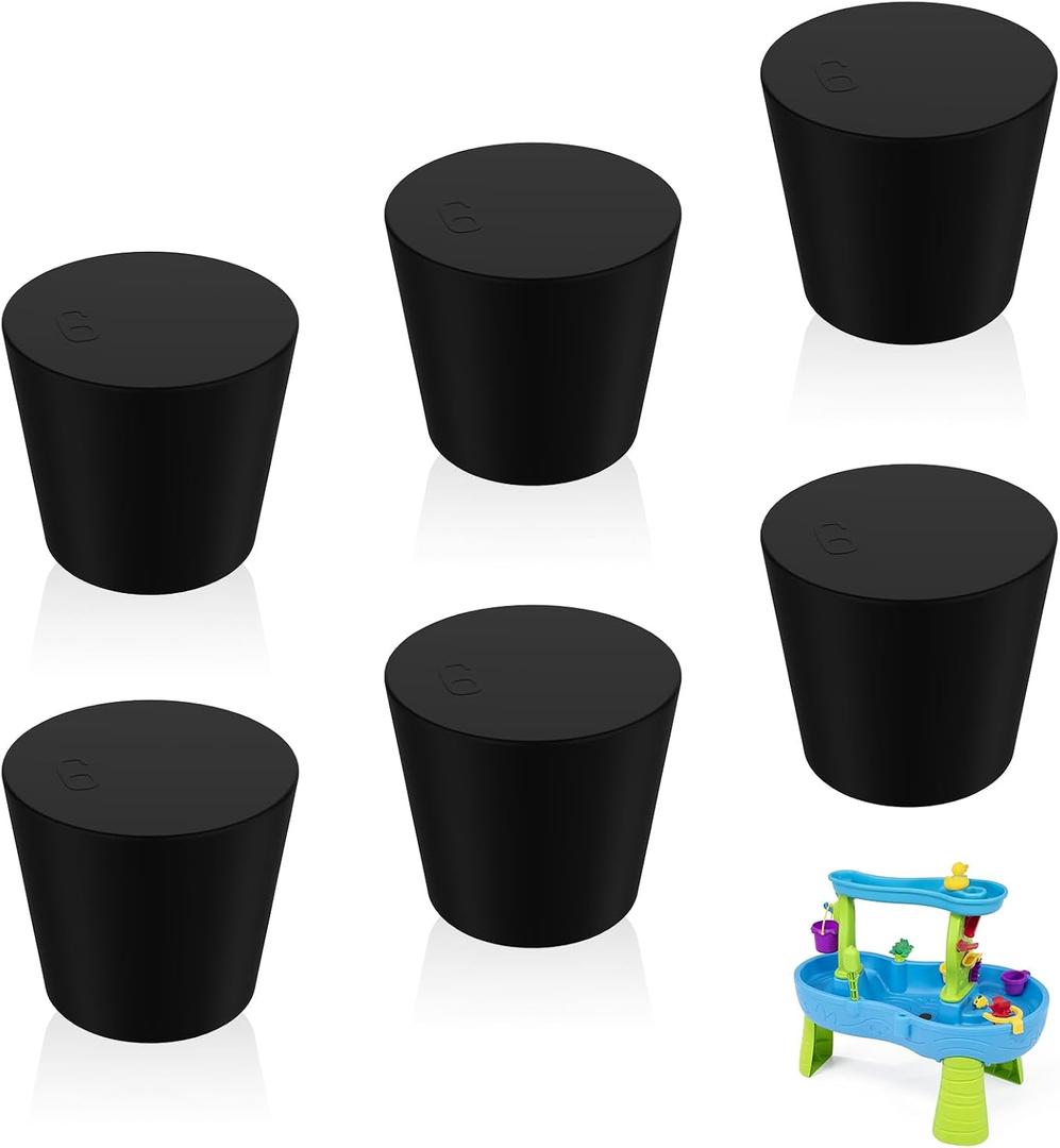 4 x 6Pcs Water Table Plug Replacement Compatible with Step 2, Solid Rubber Stopper, Black Tapered Shaped Drain Plug, Good Sealing for Hold Water, Widely Used in Test Tubes and Pots for Plants