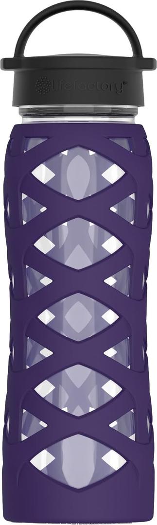 Lifefactory 22oz Bottle Classic Cap Helix Sleeve Aubergine