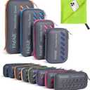 2 x BAGAIL Camping Towel with EVA Case, Compact & Ultra Soft Microfiber Travel Towel - Super Absorbent & Lightweight Quick Dry Towels for Sports, Beach, Gym, Backpacking, Hiking and Yoga (S - 20" x 40", Green)