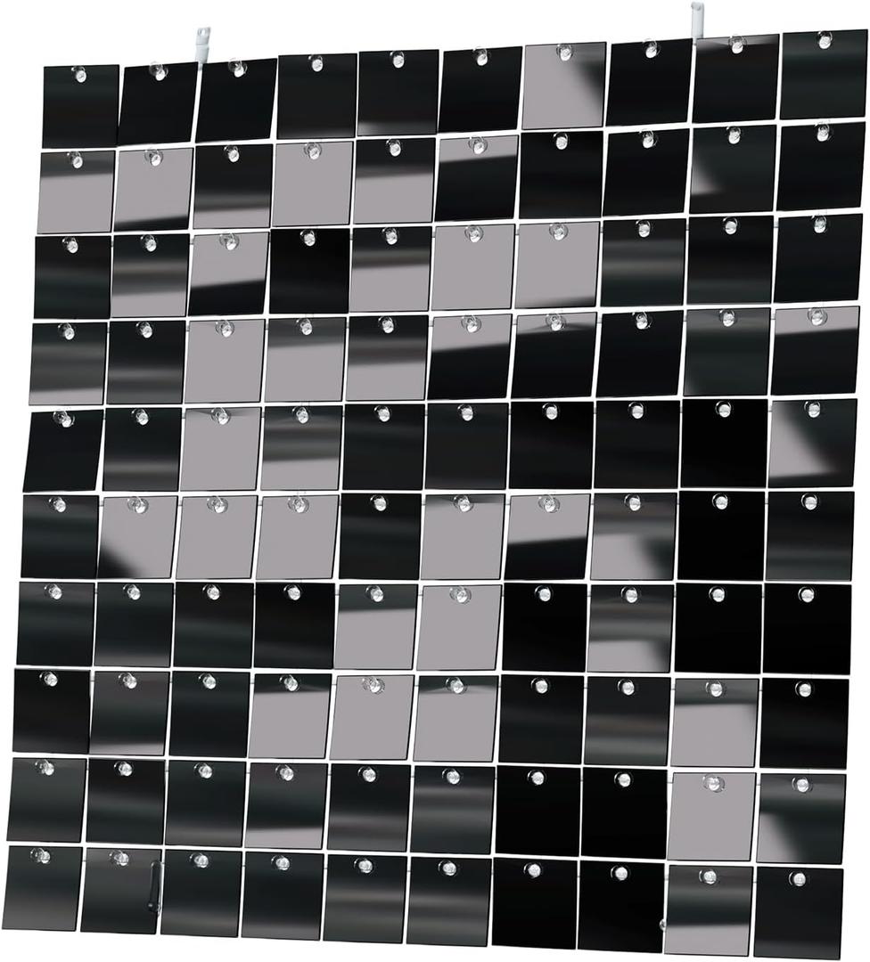COKAOBE Shimmer Wall Backdrop Square Sequin Panel 1PCS (Black)