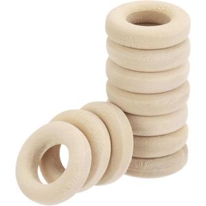 MECCANIXITY 50pcs 0.6" Unfinished Wooden Rings Smooth Natural Wood Macrame Rings for Curtain Connectors DIY Crafts Knitting Decoration Jewelry Making