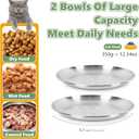 4-Pack Stainless Steel Cat Food Bowls, Shallow Whisker-Friendly Non-Slip Silicone Base Metal Dishes, Easy to Clean Indoor Feeding Flat Plates for Cat, Kitten, Small Dog (6.7")
