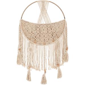 Crane Baby Charlie Farmhouse Macram Boho Toy Bin with Tassels, Hanging Basket Nursery Decor, Stuffed Animal Storage, Wall Organizer for Playroom, Boho Baby Room Decor& Kids Room Organization