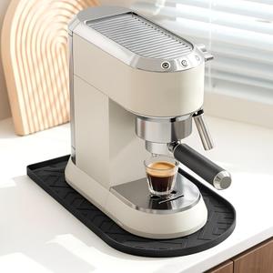 Silicone Coffee Mat,15.8"x 7.8"in Bar Mat for Countertop,Heat-Resistant,Non-Slip,Leak-Proof,Fit for Coffee Maker/Espresso Machine-Black