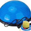Half Balance Ball Trainer, Balance Beam for Core Exercise Equipment, Core Strength and Fitness, Includes Resistance Bands and Pump, Ideal for Home Gym Workout (New- blue)