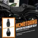 Driver Passenger Seat One-Piece Seat Cushion With Backrest Fit For Harley Dyna Fat Bob FXDF Low Rider FXDL Street Bob FXDB Switchback FLD Wide Glide FXDWG 20062017 (Black Stitching) w/ Driver Backrest, Black Stitching