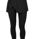 LASLULU Womens Tennis Skirted Leggings Yoga Golf Skirts with Leggings Modest Gym Athletic Pickleball Running Clothes Outfits (X-Large, Black)