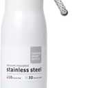 Small Water Bottle 12 oz, Dusgut Insulated Water Bottle, Stainless Steel, Wide Mouth Portable Lid, Ice White