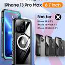 Temdan Magnetic for iPhone 13 Pro Max Case Waterproof,Built-in Screen Protector[IP68 Underwater][Upgrade Military Dropproof][Compatible with MagSafe] Full Body Shockproof Translucent Case 6.7''-Blue