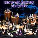 Barydat 120 Pcs Halloween Village House Accessories Miniature Halloween Town Set Mini Tombstone House Skeleton Pumpkin Tree Spider Ghost Streetlamp Figurines for Dollhouse Home Decor