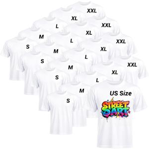 Joyclub White T Shirts Polyester Bulk Sublimation Blanks Wholesale Unisex Crew Neck Short Sleeve for Heat Transfer (White 4 Set (20 Pack)), 5 Sizes In Total: S, M, L, XL and XXL US Sizes