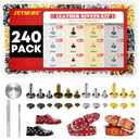 240 Sets Leather Rivets Kit, Double Cap Brass Rivets Leather Studs with 3PCS Setting Tools for Leather Repair and Crafts, 4 Colors and 3 Sizes