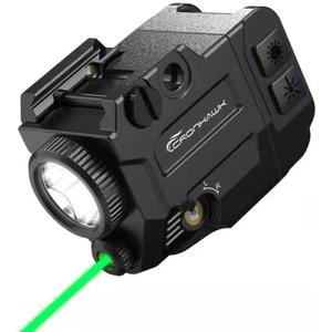 500 Lumens Tactical Weapon Flashlights Laser Sight - Rail-Mounted Light and Green Laser Light Combo for Pistol with Picatinny Rail and GL Rails - Magnetic Charging Port