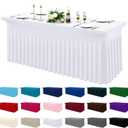Moosfor Spandex Fitted 6FT Rectangle Tablecloth, Elastic Stretch Wrinkle Resistant Table Skirt, Washable Reusable Table Cover for Wedding, Banquet, Party, Events (White, 72Lx30Wx30H Inch)