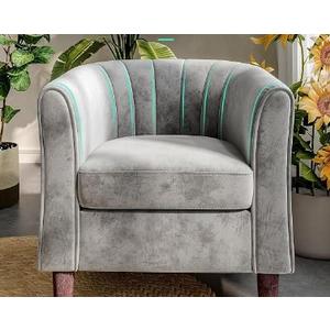 LINSY Accent Chair, Modern Armchair Comfy Barrel Reading Chair for Living Room Bedroom Reading Room, Velvet, Light Grey, Large
