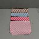 4 Pcs Checkered Makeup Bag Preppy Cosmetic Bag Bulk Pink Black Makeup Pouch Personalize Travel Toiletry Bag Organizer Cute DIY Makeup Brushes Storage Bag for Women