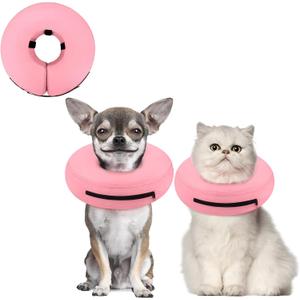 Supet Inflatable Dog Cone Collar for Small Dogs Puppies Cats, Soft Dog Cone Alternative After Surgery for Puppies Cats to Stop Licking (XS(Neck 4"-7"), Solid Pink)