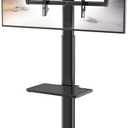 Universal Floor TV Stand with Mount 80 Degree Swivel Height Adjustable and Space Saving Design for Most 27 to 65 inch LCD, LED OLED TVs, 2 Shelves Perfect for Corner & Bedroom HT2002B