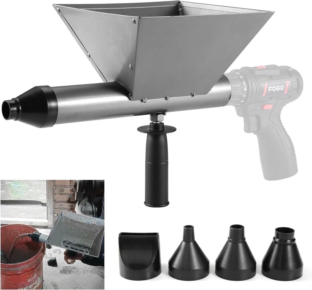 Electric Mortar Grout Gun, Portable Cement Grouting Machine, Reusable Mortar Pointing Gun for Brick, Grout Applicator Caulking Finishing Tool with 4 Nozzles (Without Electric Drill)