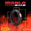 Pirelli Diablo Rosso III 120/70ZR17 Front & 180/55ZR17 Rear Motorcycle Tire Set - High Performance, Durable, & Reliable Tire for Sport/Street Bikes with Keychain