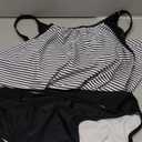 ZAFUL Two Piece Tankini Swimsuit for Women High Waisted Tummy Control Bathing Suit Double Up Tankini Set (Medium, Striped)