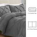 BOURINA Comforter Sets 3 Pieces - Pleat Quilted Soft Warm Oversized Microfiber Luxury Comforter Set,Grey King(102x90inch)