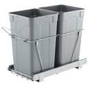 VEVOR Pullout Trash Can for Kitchen Cabinets, 27QTx2 Double Under Sink Garbage Waste Recycling Bin, Under Mount Waste Container, with Heavy Duty Metal Full Extension Sliding System and Handle Grey
