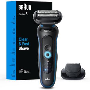 Braun Electric Shaver for Men, Series 5 5118s, Waterproof, Wet & Dry Shave, Turbo Shaving Mode, Foil Shaver with Precision Trimmer, Battery Powered, 50 Minute Battery Runtime